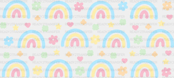 Rainbow Stars And Flowers - St Patrick Cup Wrap UV Sticker Permanent UV DTF Decal