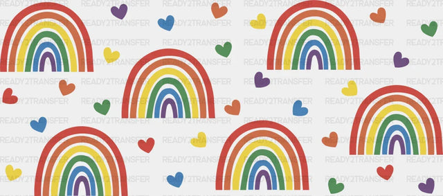 Rainbows And Hearts - Lgbtq Cup Wrap Uv Sticker Permanent Dtf Decal