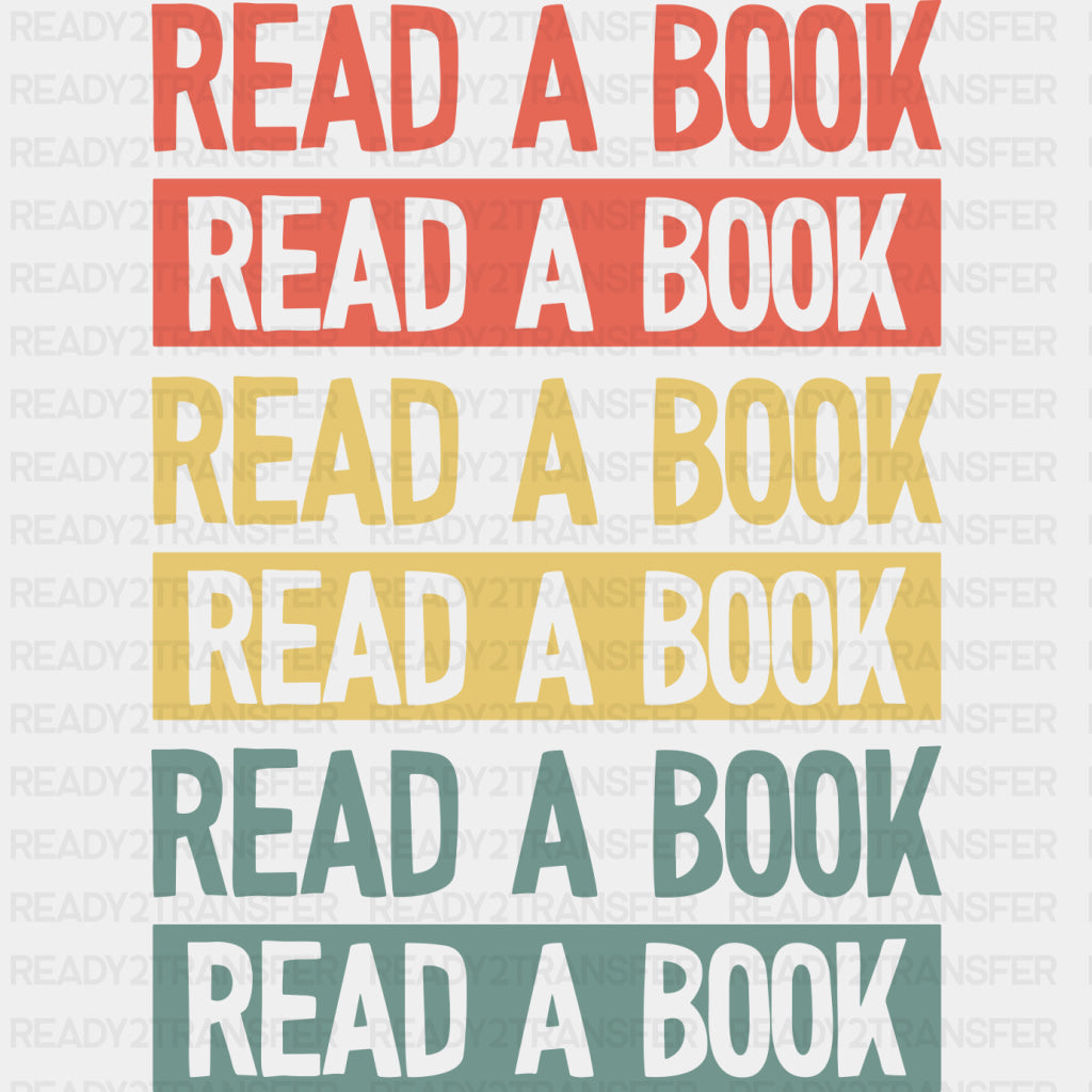 Read A Book Red Yellow Teal - Librarian DTF Transfers