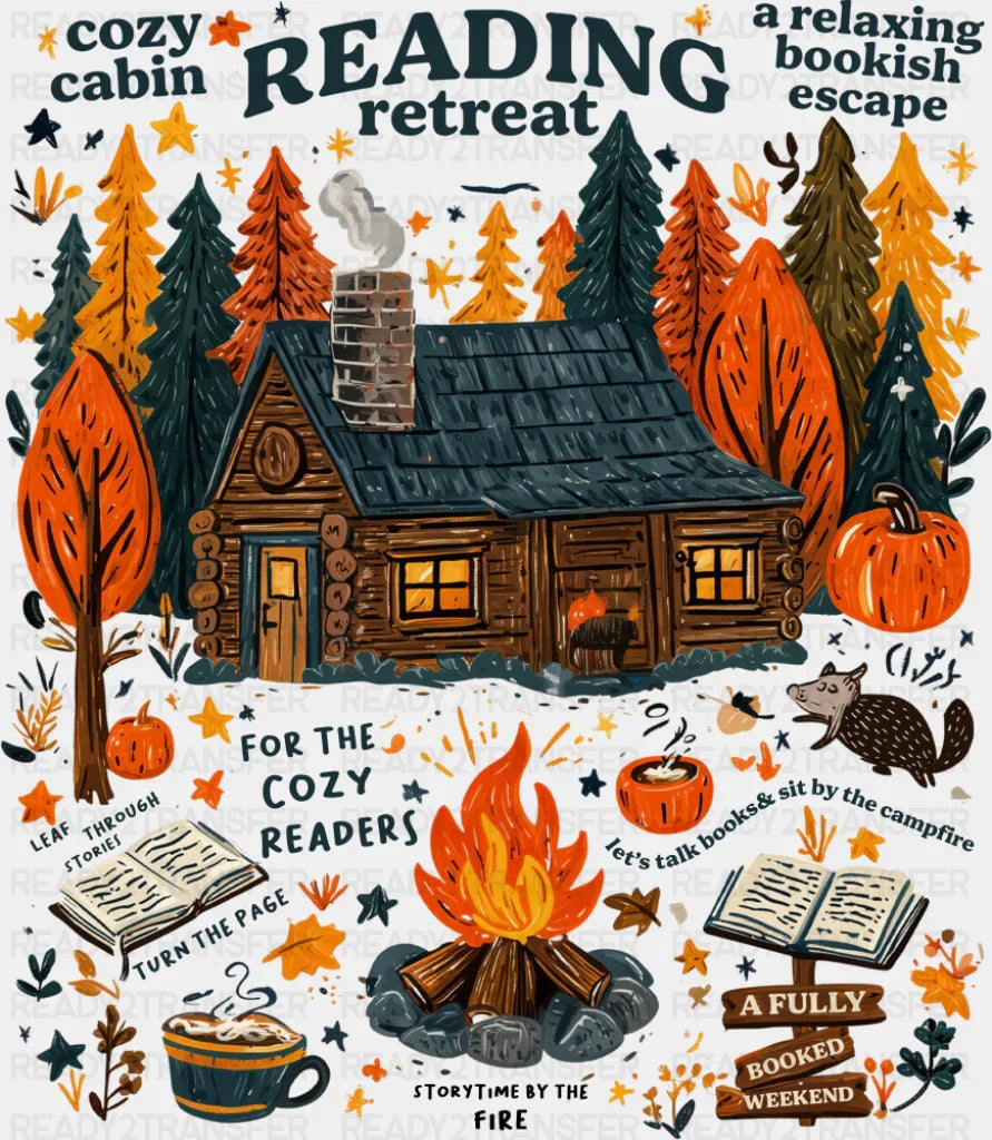 Reading Retreat - Reading DTF Transfer Adult Unisex - S & M (10’’) / Dark Color Design (See Imaging)