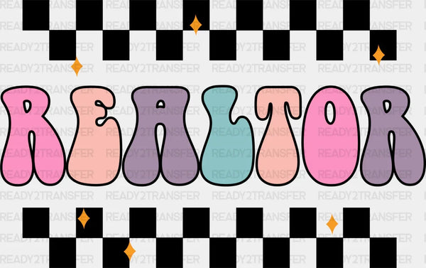 Realtor Vibes Checkered Design - Realtor Iron On DTF Transfer