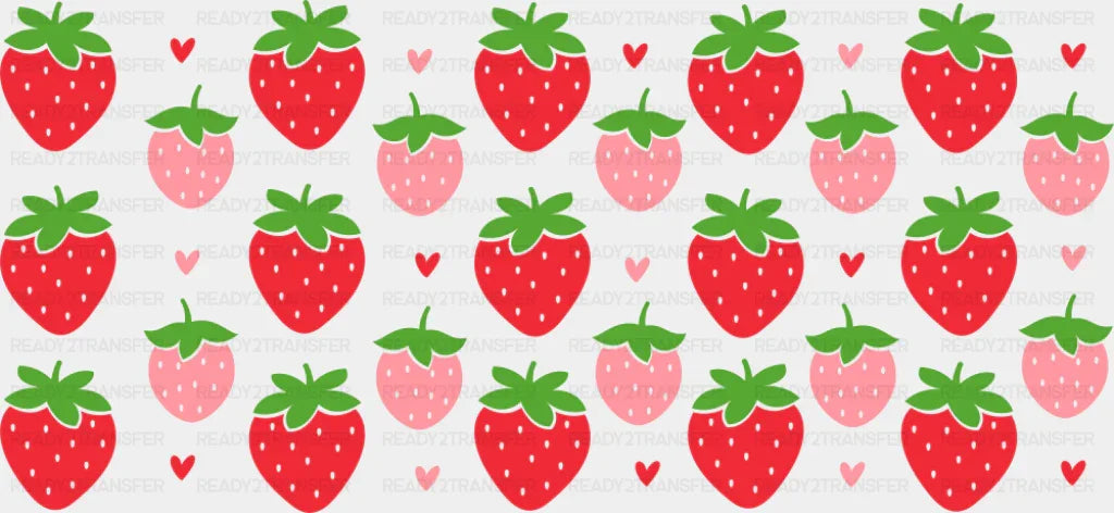 Red & Pink Strawberries - Cats Cup Wrap UV Sticker Permanent UV DTF Decal