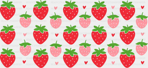 Red & Pink Strawberries - Cats Cup Wrap UV Sticker Permanent UV DTF Decal