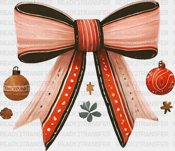 Red Ribbon And Baubles - Christmas DTF Transfer