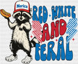 Red White And Feral Raccoon Design - 4th Of July DTF Transfer