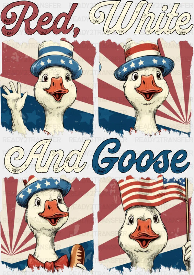 Red White And Goose Collage - 4th Of July DTF Transfer