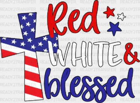 Red White Blessed 4Th Of July Dtf Heat Transfer Independence Day Design Fourth