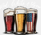 Red White & Brew - 4th Of July DTF Transfer Adult Unisex - S & M (10’’) / Light Color Design (See Imaging)