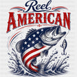 Reel American US Flag - Fishing DTF Transfers - Adult Unisex - S & M (10’’) / Dark Color Design (See Imaging)