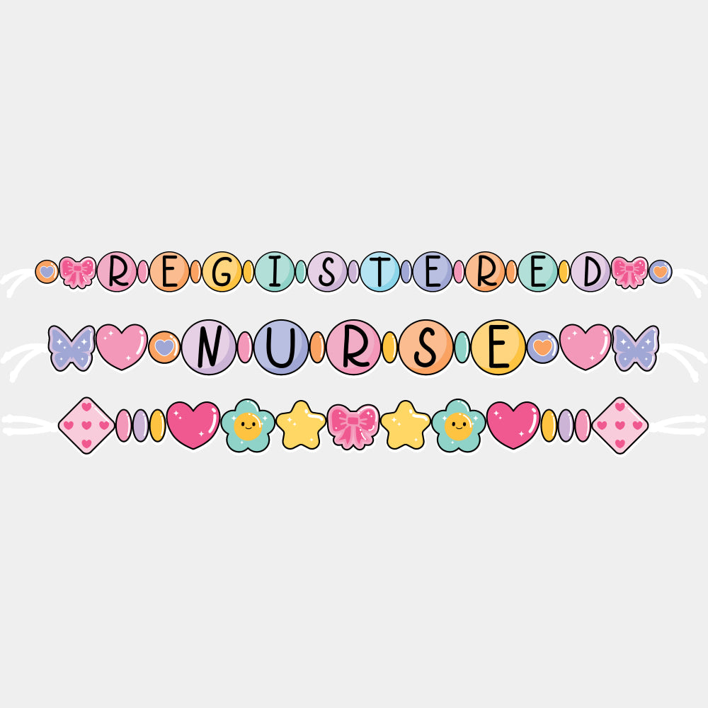 Registered Nurse Bracelet - Registered Nurse DTF Transfers ready2transfer Light Color Design (See Imaging)