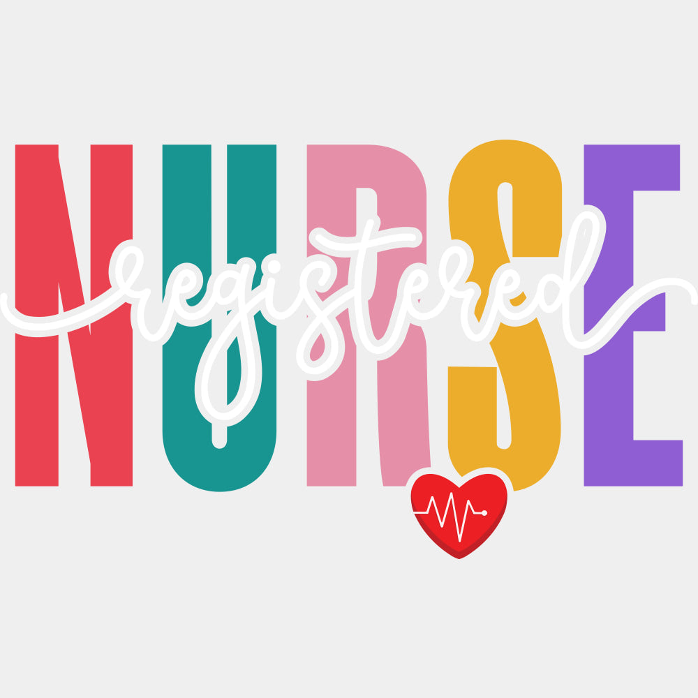 Registered Nurse, Heart - Registered Nurse DTF Transfers ready2transfer Light Color Design (See Imaging)