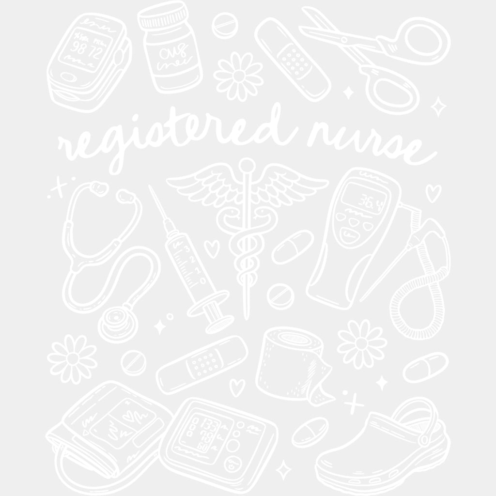 Registered Nurse, Multi Color Design - Registered Nurse DTF Transfers ready2transfer Light Color Design (See Imaging)