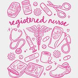 Registered Nurse, Multi Color Design - Registered Nurse DTF Transfers ready2transfer Pink Color Design (See Imaging)