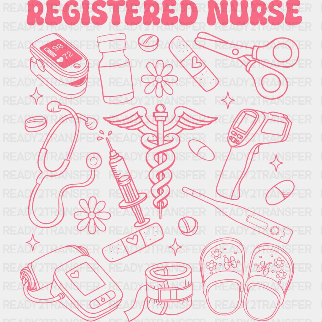 Registered Nurse Pink Design - Registered Nurse DTF Transfers ready2transfer