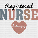 Registered Nurse, Pink ECG Line Heart - Nurse DTF Transfers ready2transfer Dark Color Design (See Imaging)