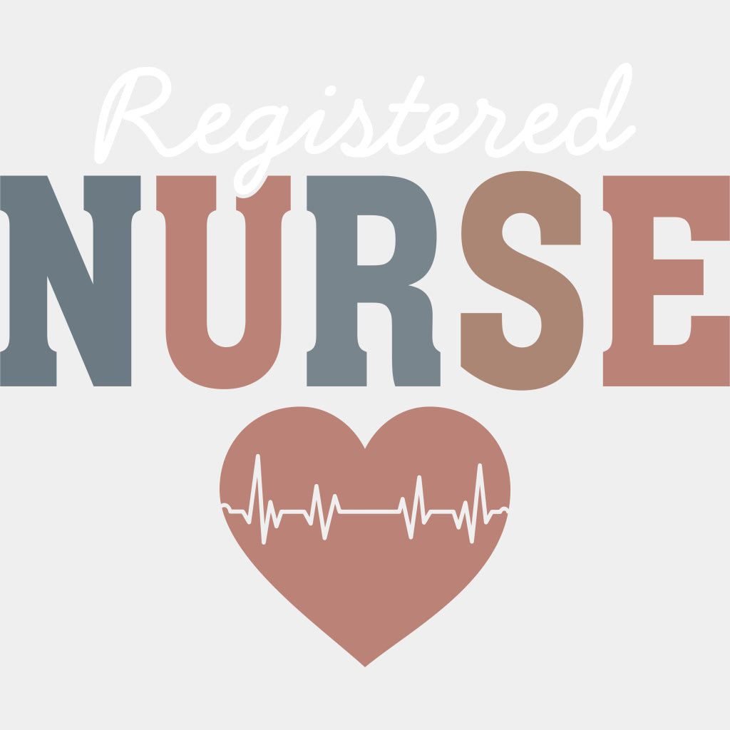 Registered Nurse, Pink ECG Line Heart - Nurse DTF Transfers ready2transfer Light Color Design (See Imaging)
