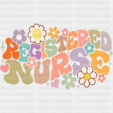 Registered Nurse, Retro Wavy Design - Registered Nurse DTF Transfers ready2transfer