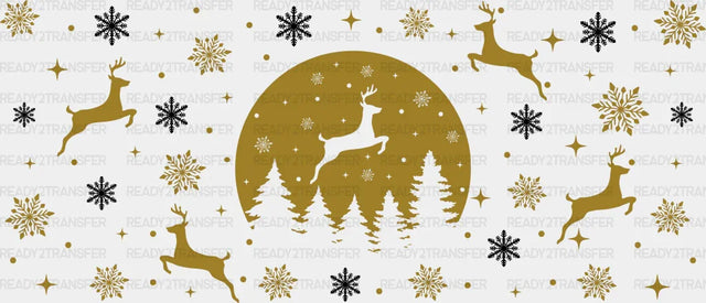 Reindeer Moon Design - Christmas Cup Wrap Uv Sticker Permanent Dtf Decal