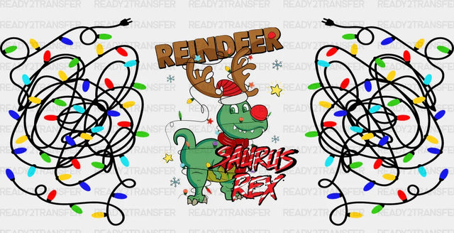 Reindeer Saurux Rex - Christmas Cup Wrap Uv Sticker Permanent Dtf Decal