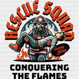 Rescue Squad, Conquering The Flames - Fire Department DTF Transfers ready2transfer Dark Color Design (See Imaging)