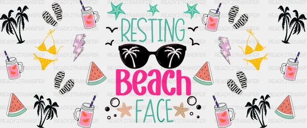 Resting Beach Face - Summer Cup Wrap UV Sticker Permanent UV DTF Decal