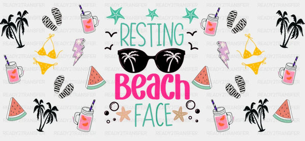 Resting Beach Face Sunglasses - Summer Cup Wrap UV Sticker Permanent UV DTF Decal