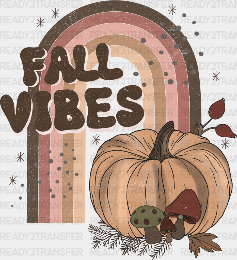 Retro Fall Vibes Pumpkin Design Season Dtf Transfer