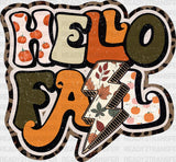 Retro Hello Falls Design Fall Season DTF Transfer ready2transfer