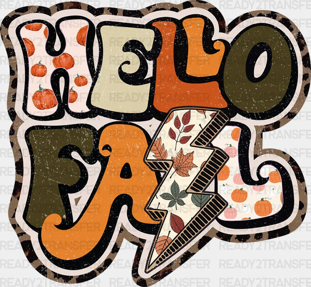 Retro Hello Falls Design Fall Season DTF Transfer ready2transfer