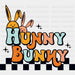 Retro Hunny Bunny Easter DTF Heat Transfer, Easter Design ready2transfer Black