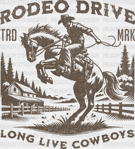 Retro Rodeo Drive Long Live Cowboys - Dtf Transfers