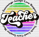 Retro Teacher Dtf Heat Transfer