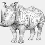Rhinoceros B&W - Animals DTF Transfers - Adult Unisex - S & M (10’’) / Light Color Design (See Imaging)