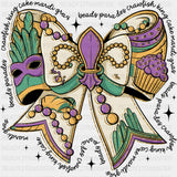 Ribbon Art - Mardi Gras DTF Transfers ready2transfer Dark Color Design (See Imaging)