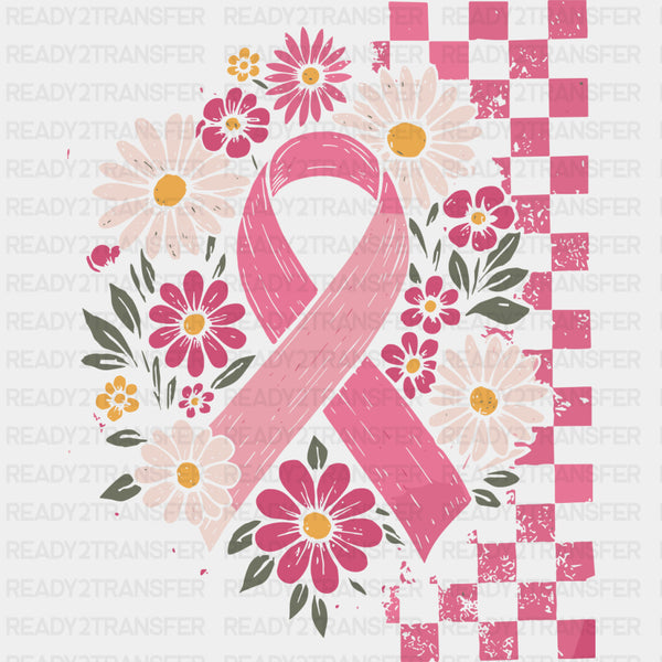 Ribbon, Flowers & Checkers - Breast Cancer DTF Transfers