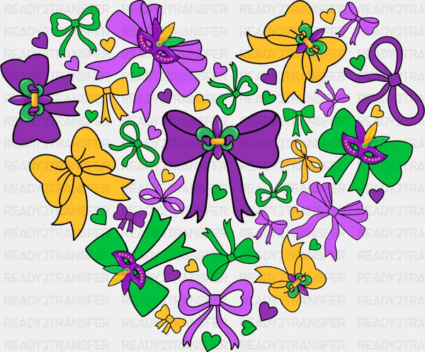 Ribbon Heart - Mardi Gras DTF Transfer
