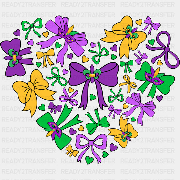 Ribbon Heart - Mardi Gras DTF Transfers