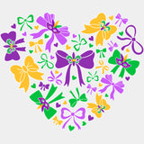 Ribbon Heart - Mardi Gras DTF Transfers ready2transfer Light Color Design (See Imaging)