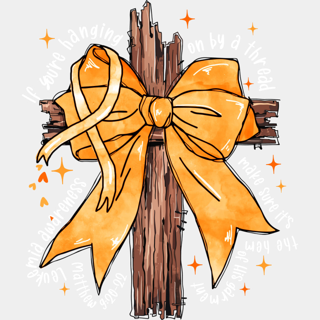 Ribbon On A Cross - Leukemia DTF Transfers ready2transfer Light Color Design (See Imaging)