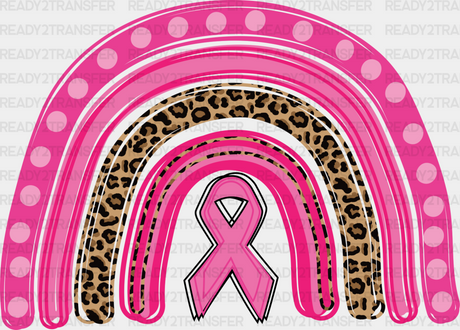 Ribbon Rainbow Pink Design - Breast Cancer Dtf Transfer