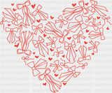 Ribbon Red And White Hearts - Valentine’s Day DTF Transfer Adult Unisex - S & M (10’’) / Red Color Design (See Imaging)