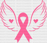 Ribbon With Wings - Cancer Dtf Transfer