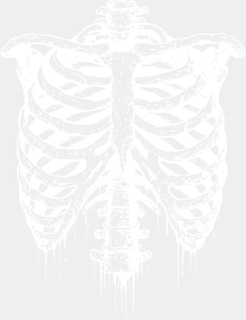 Ribcage B&W - Halloween DTF Transfer Adult Unisex - S & M (10’’) / Light Color Design (See Imaging)