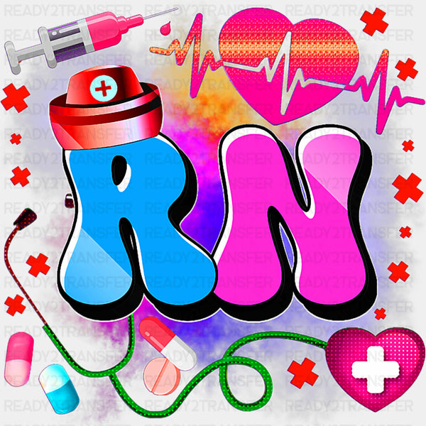 RN, Blue & Pink - Registered Nurse DTF Transfers