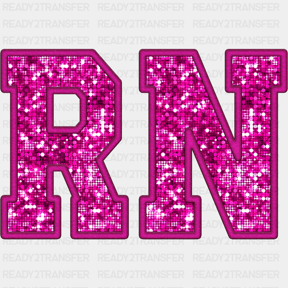 RN Pink Glitter - Registered Nurse DTF Transfers ready2transfer