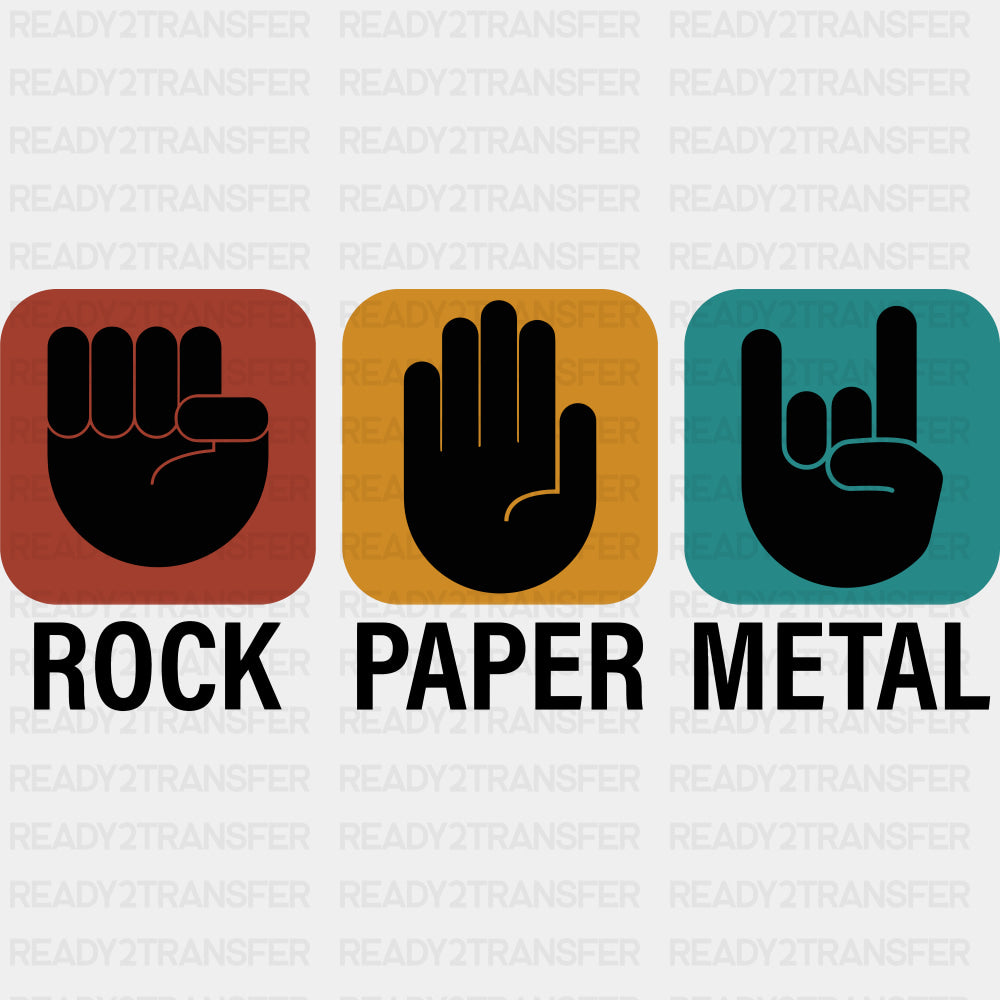 Rock Paper Metal - Music DTF Transfers ready2transfer Dark Color Design (See Imaging)
