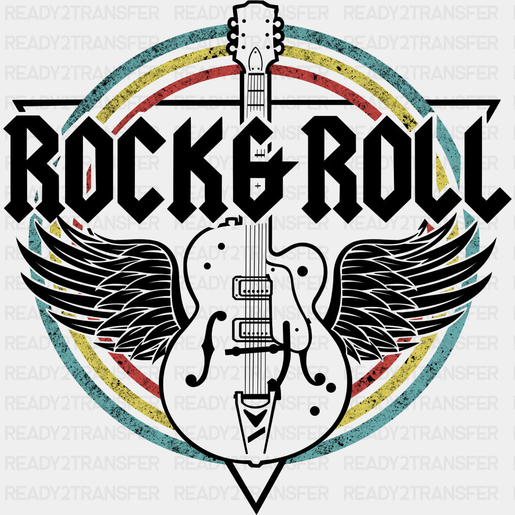Rock & Roll - Music DTF Transfers ready2transfer Dark Color Design (See Imaging)