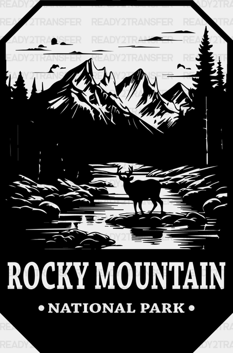 Rocky Mountain National Park Design - Parks Dtf Transfers Adult Unisex S & M (10’) / Black