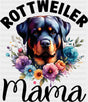 Rottweiler Mama Flowers - Dogs DTF Transfer Adult Unisex - S & M (10’’) / Dark Color Design (See Imaging)