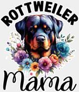 Rottweiler Mama Flowers - Dogs DTF Transfer Adult Unisex - S & M (10’’) / Light Color Design (See Imaging)